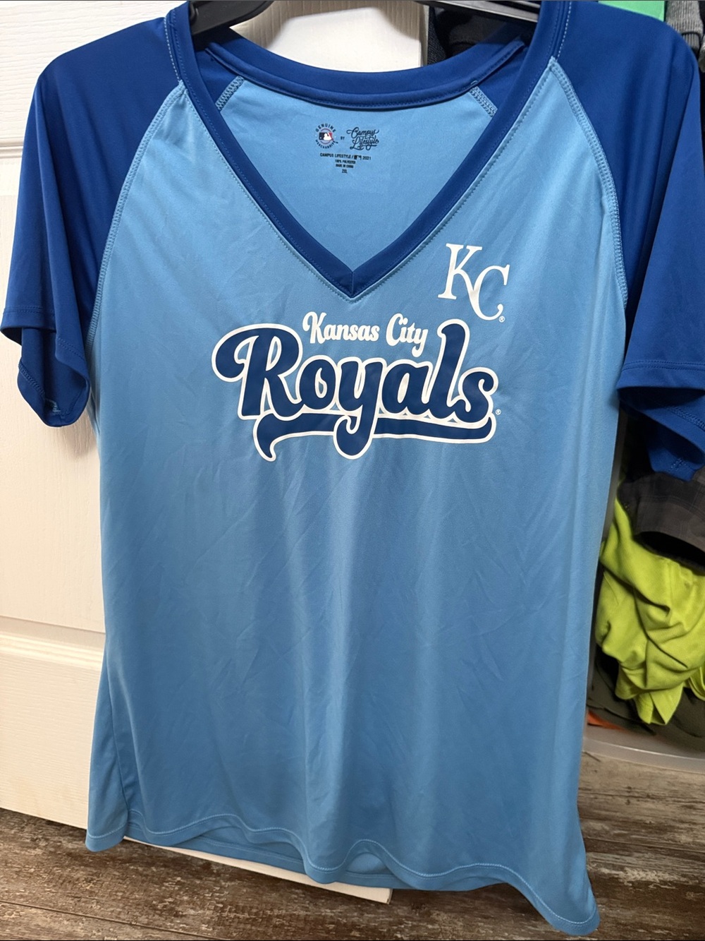 Genuine Merchandise Kansas City Royals Light Blue and Royal Blue V-Neck Tee